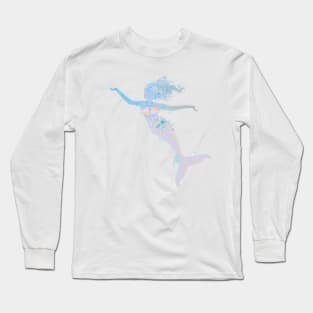 playful mermaid in cool pastel colors Long Sleeve T-Shirt